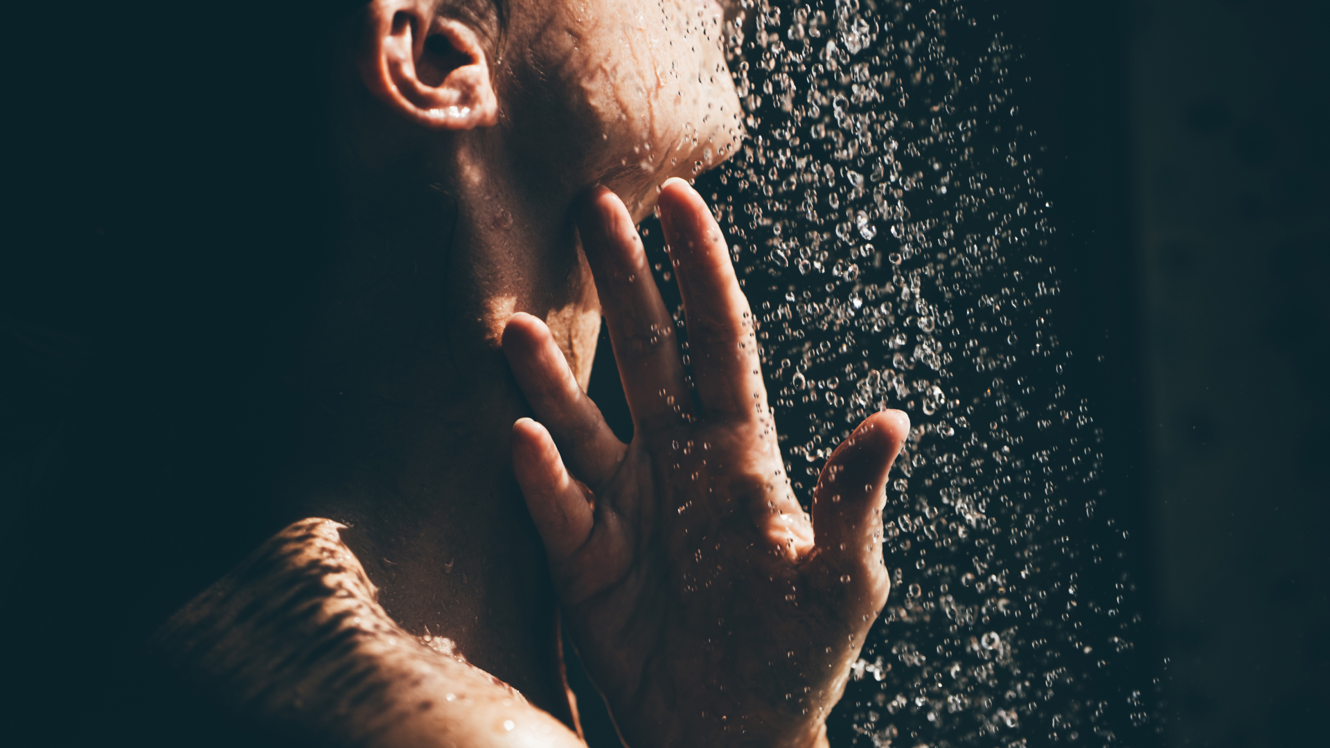 Close up of woman in the shower 