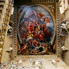 Fig 2: The Great Stair, Chatsworth, Derbyshire, painted with Verrio’s Triumph of Cybele of 1691. ©Country Life