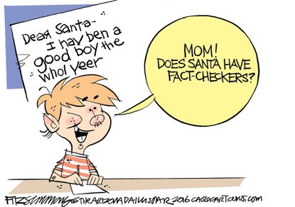 Political cartoon U.S. Christmas fact checking