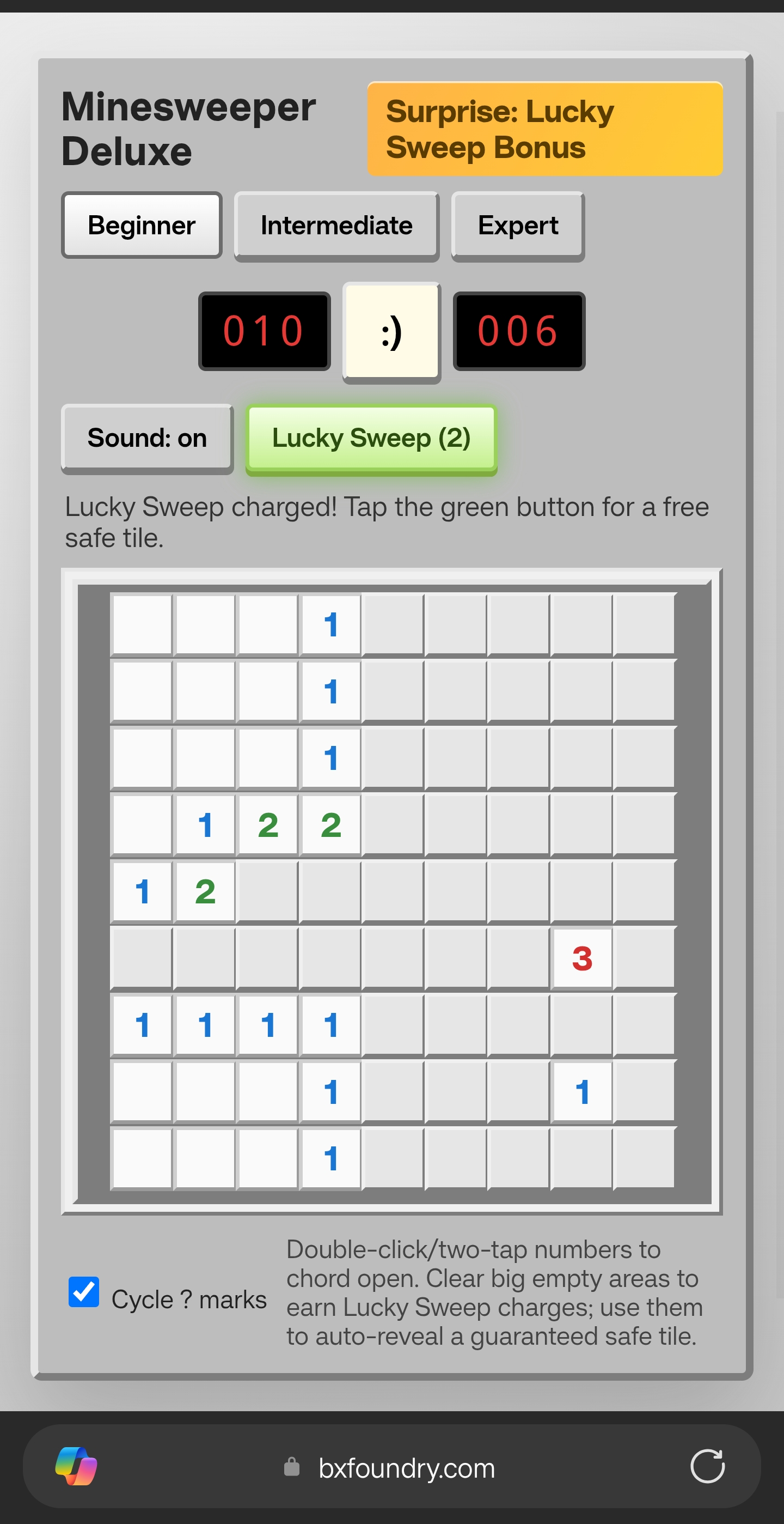 Minesweeper clone built by OpenAI Codex, running on mobile