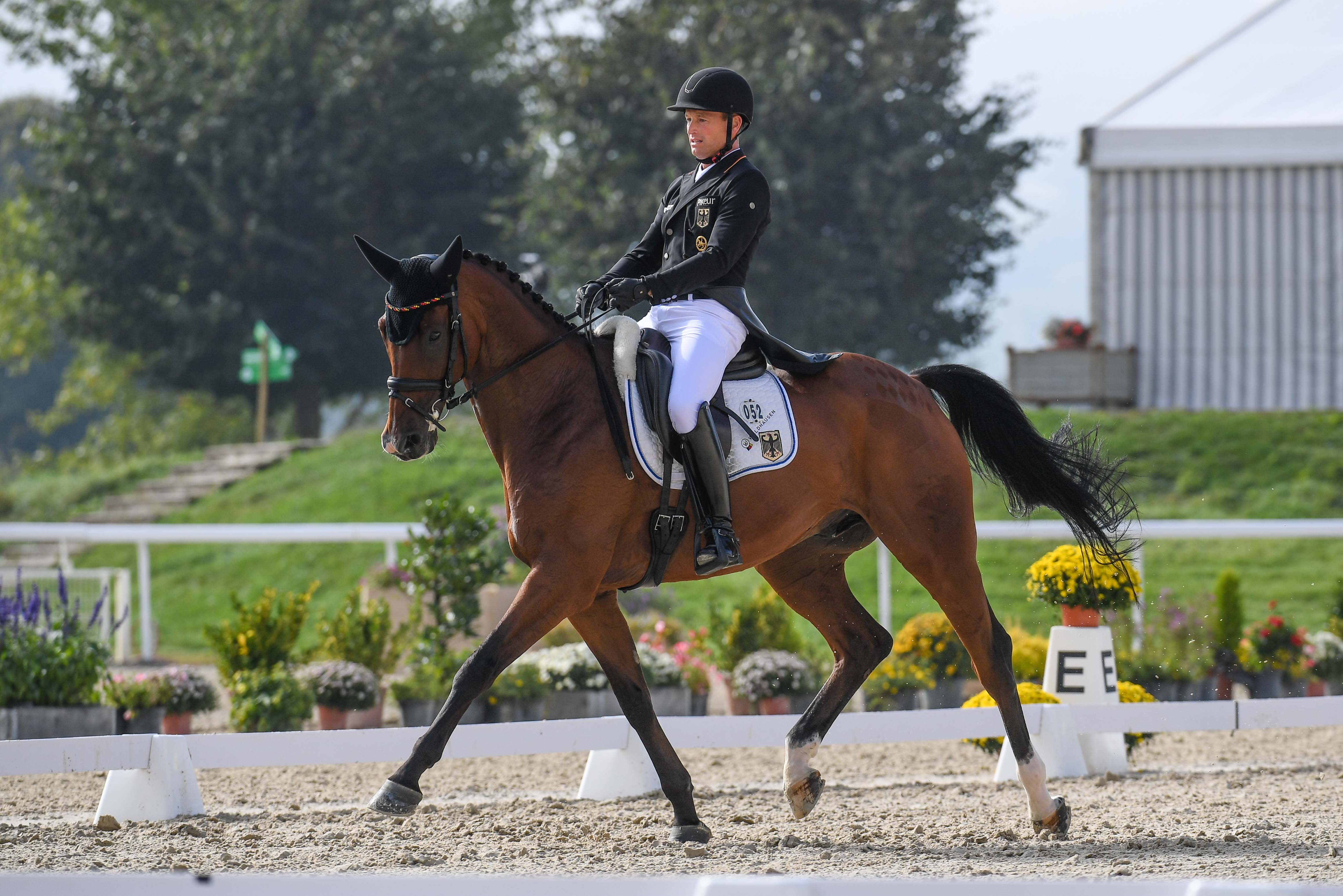 Eventing European Championships dressage Michael JUNG (GER) riding fischerWild Wave during the dressage phase at the FEI Eventing European Championships at Avenches held at IENA in Switzerland between the 23-26 September 2021