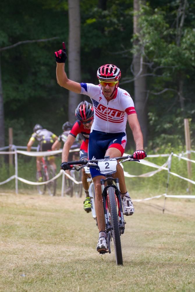 Todd Wells finishing 1st with Stephen Ettinger right behind