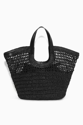 COS Leather-Trimmed Basket Bag