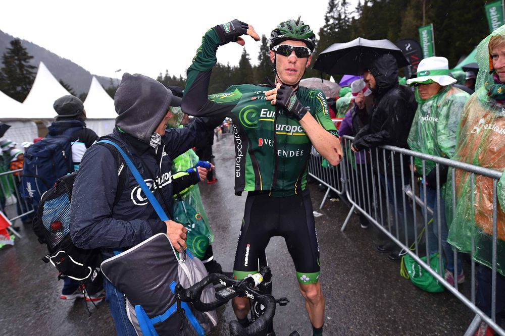 Pierre Rolland (Europcar) at the finish of the mountain stage