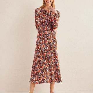 model wearing Boden Midi Tea Dress