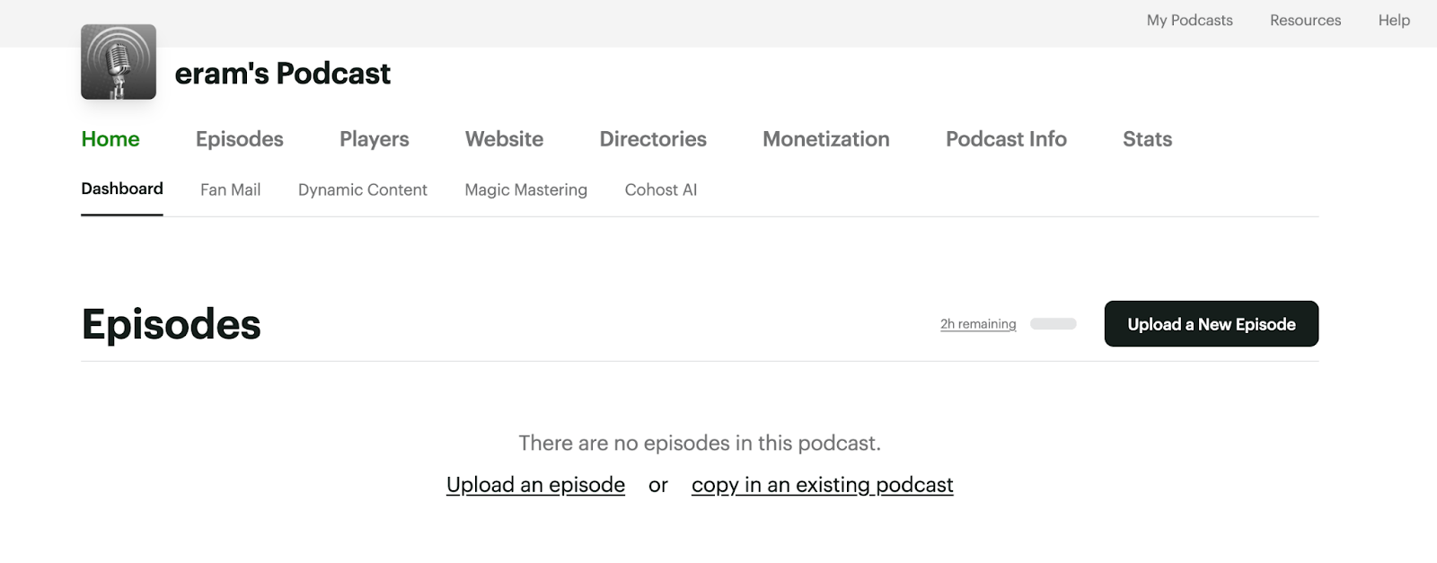 Uploading podcast on Buzzsprout