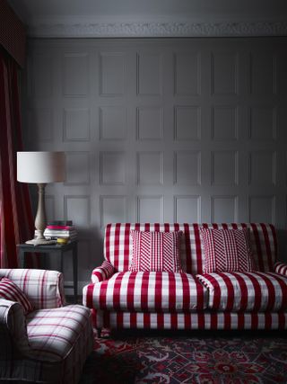 1 IM Peony & Pink, Red gingham sofa