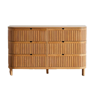 mid century modern wooden curved dresser