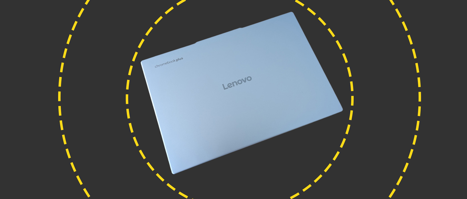 The Lenovo Chromebook Plus 14 on the ITPro background