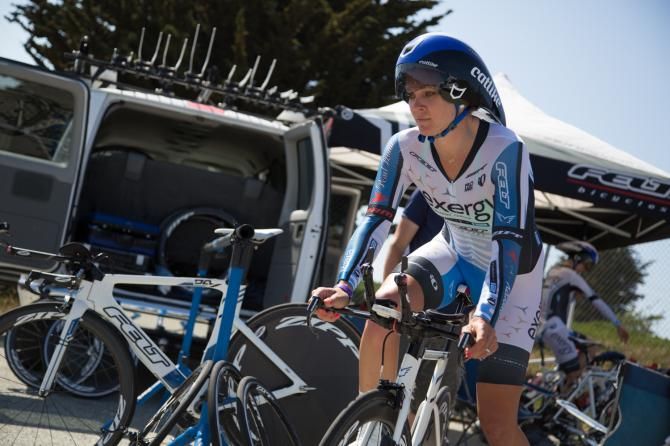 Alison Tetrick heads to the start house of the Sea Otter Classic time trial.
