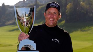 Phil Mickelson with the trophy after winning the 2008 Northern Trust Open
