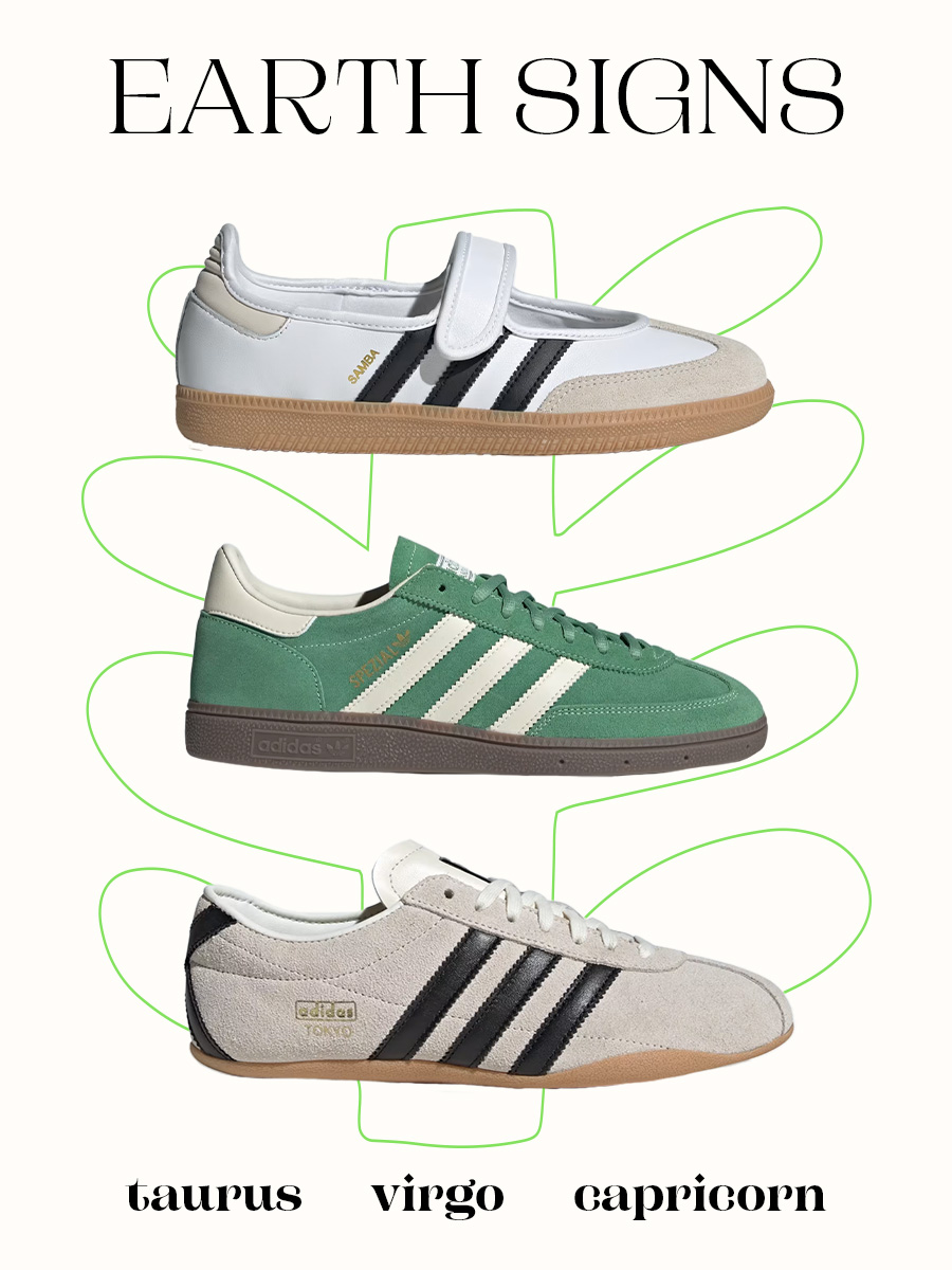 Adidas sneakers and zodiac signs.