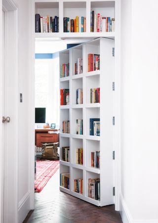 Hallway door turned into a book case