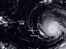 The Visible Infrared Imaging Radiometer Suite (VIIRS) on the Suomi NPP satellite captured this nighttime image of Hurricane Irma on Sept. 5, when the storm's center was moving due west. The VIIRS day-night band was used to capture the image; the instrumen