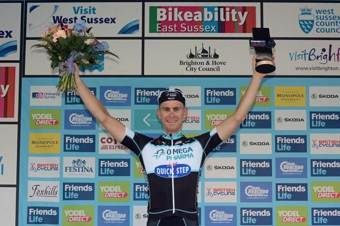 Julien Vermote (Omega Pharma) after winning stage 7 in the Tour of Britain