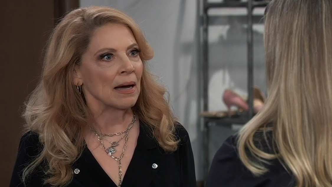 Kathleen Gati as Dr. Obrecht upset in General Hospital