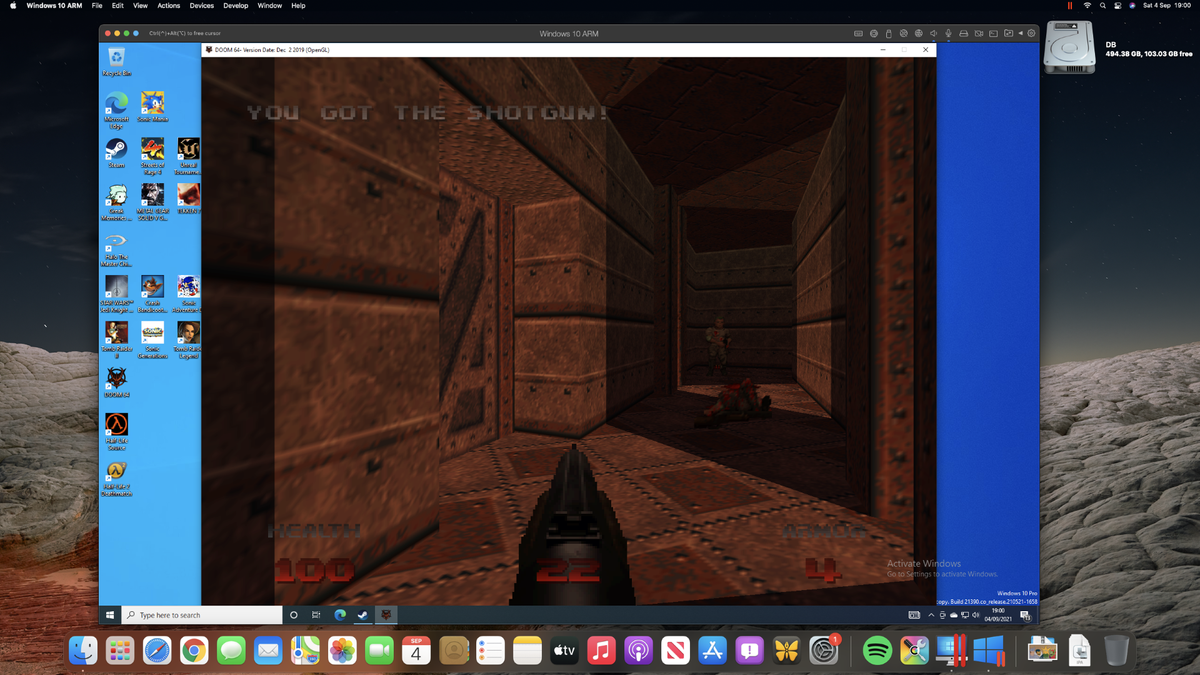 Quake running in Parallels Desktop on a Mac mini M1
