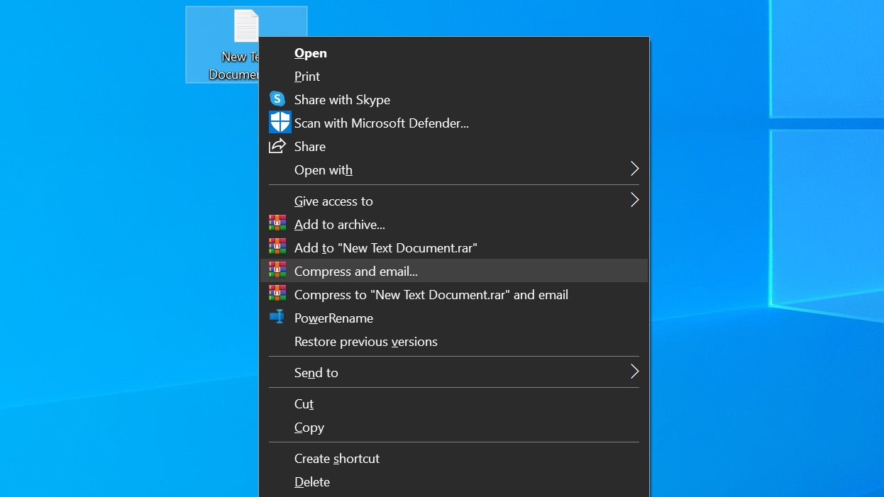 Windows context menu