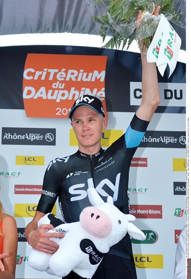 Chris Froome (Team Sky) wins stage two at the Criterium du Dauphine