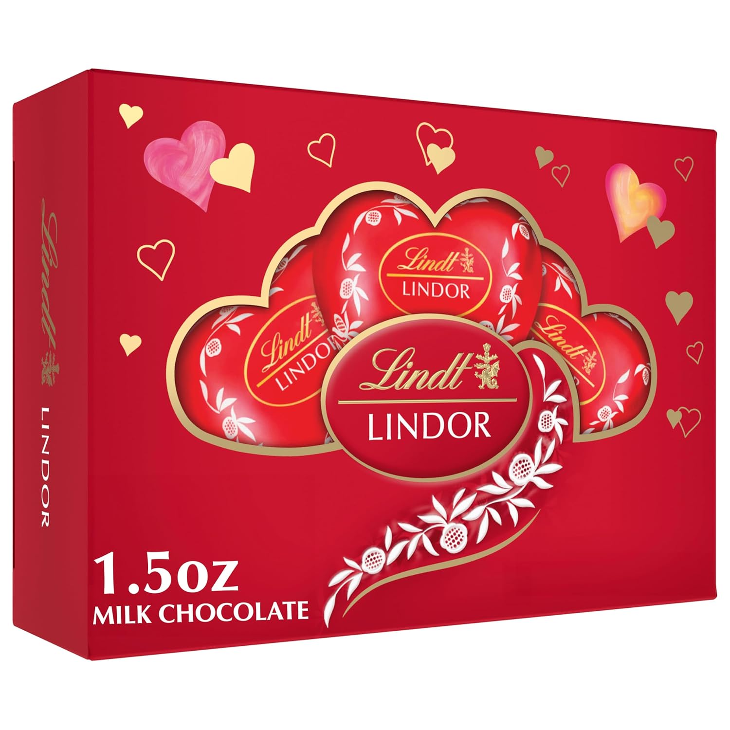 Lindt Lindor Valentine's Milk Chocolate Candy Truffles Heart Gift Box, 1.5 Oz.