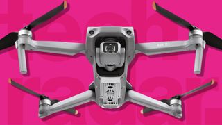 One of the world's best drones, the DJI Air 2S, on a pink background