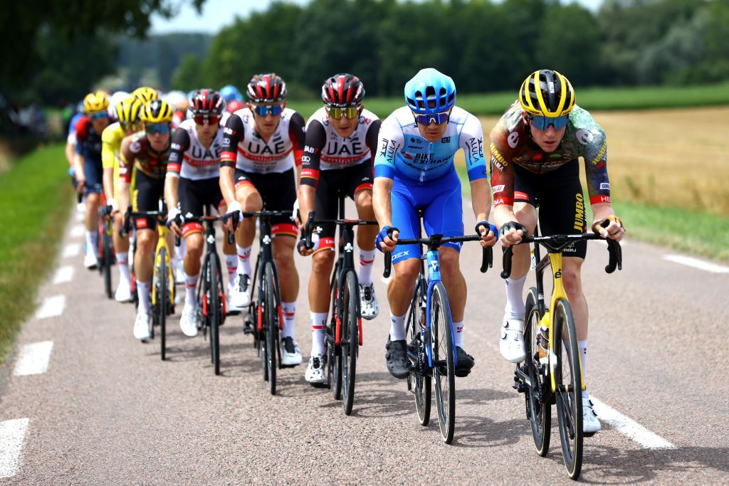 LAUSANNE SWITZERLAND JULY 09 Christopher Juul Jensen of Denmark and Team BikeExchange Jayco competes during the 109th Tour de France 2022 Stage 8 a 1863km stage from Dole to Lausanne Cte du Stade olympique 602m TDF2022 WorldTour on July 09 2022 in Lausanne Switzerland Photo by Michael SteeleGetty Images