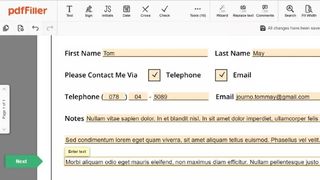 Screenshot showing a form being completed using pdfFiller, one of the best pdf editors
