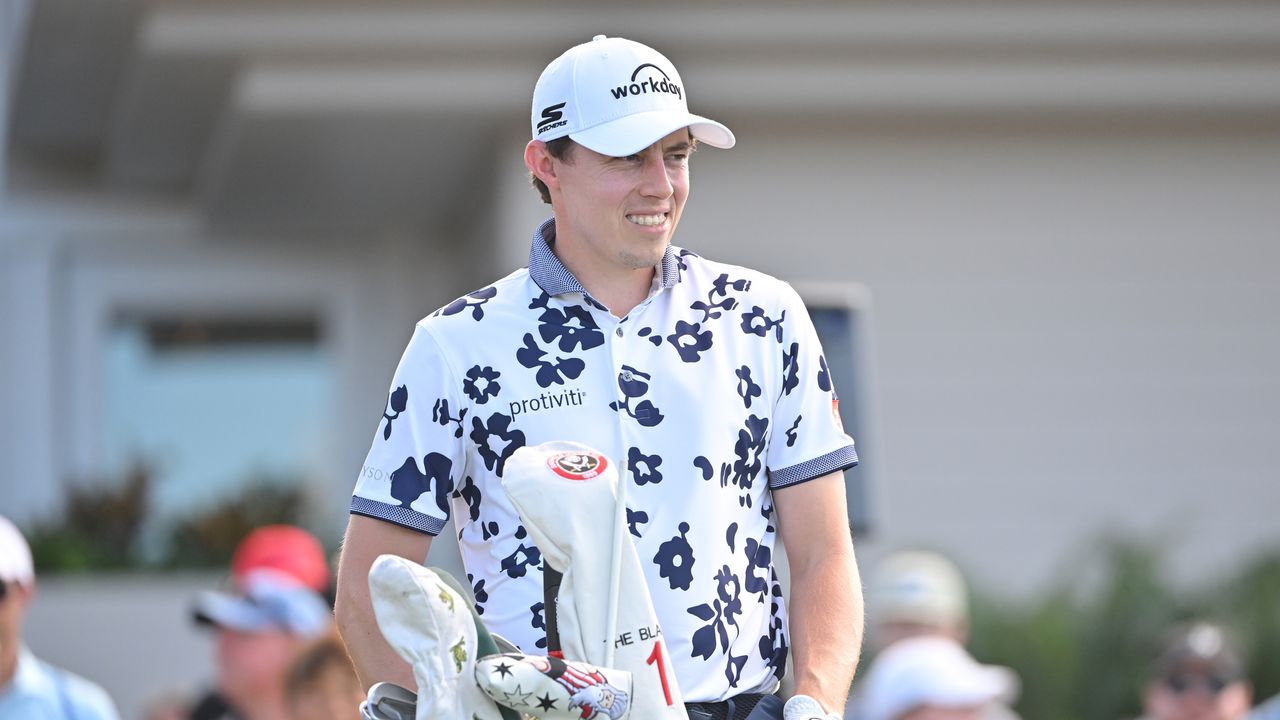 Matthew Fitzpatrick of England on the first tee during the second round of the 2023 Sentry Tournament of Champions