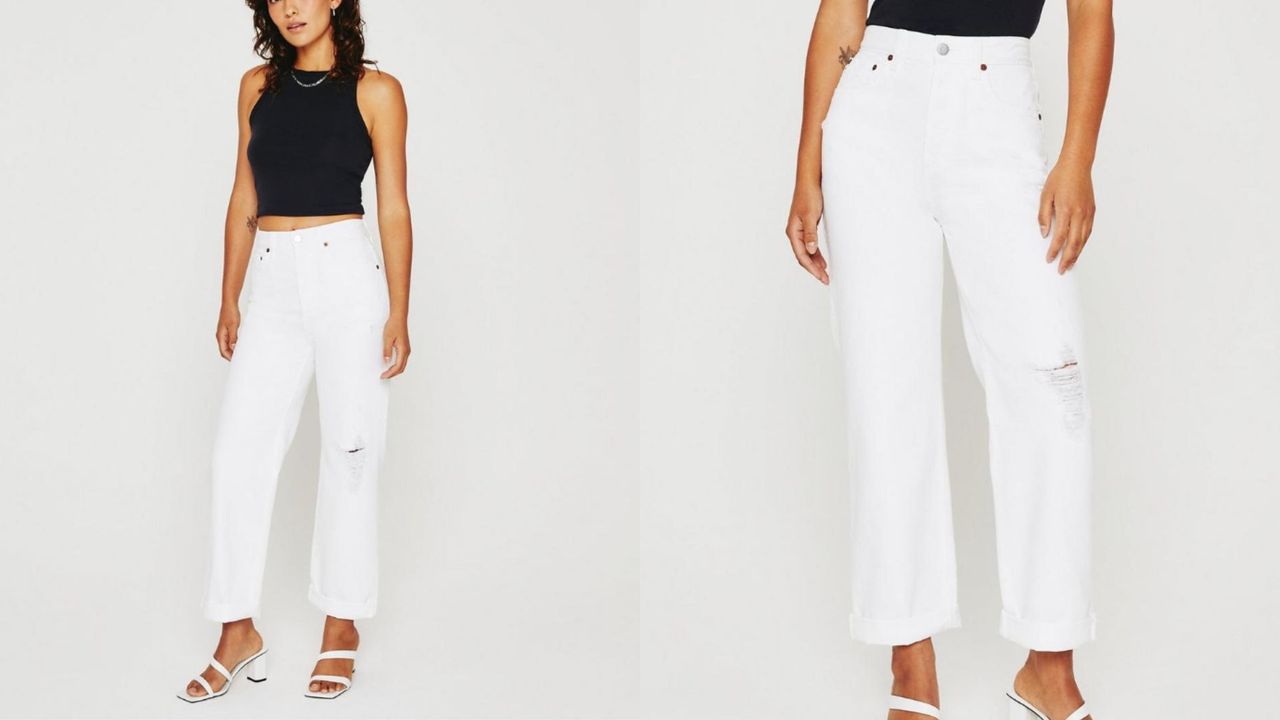 ag white high rise boyfriend jeans