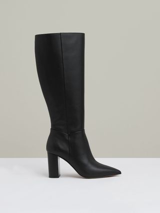 Block Heel Knee High Boots in Black