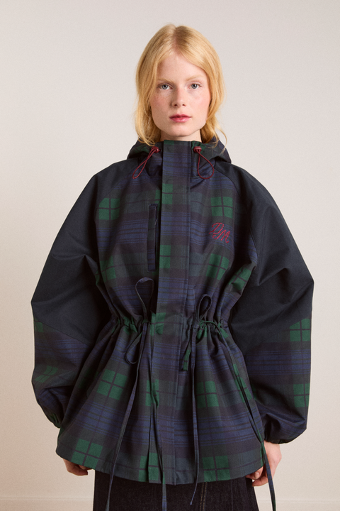 Liu Shower Proof Raincoat - Navy Check