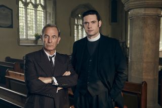 Grantchester season 8 again stars Robson Green (Geordie) and Tom Brittney (Reverend Will) Davenport.