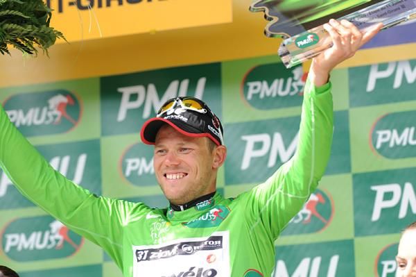 Thor Hushovd (Cerv&eacute;lo TestTeam) took the green sprinters' jersey at the end of Tour de France stage eight.