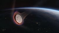 a flat space capsule reenters Earth's atmosphere