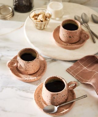 ayesha curry's coffee corner featuring her chai collection mugs