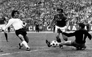 Gerd Muller scores for West Germany against the Soviet Union in the final of Euro 1972