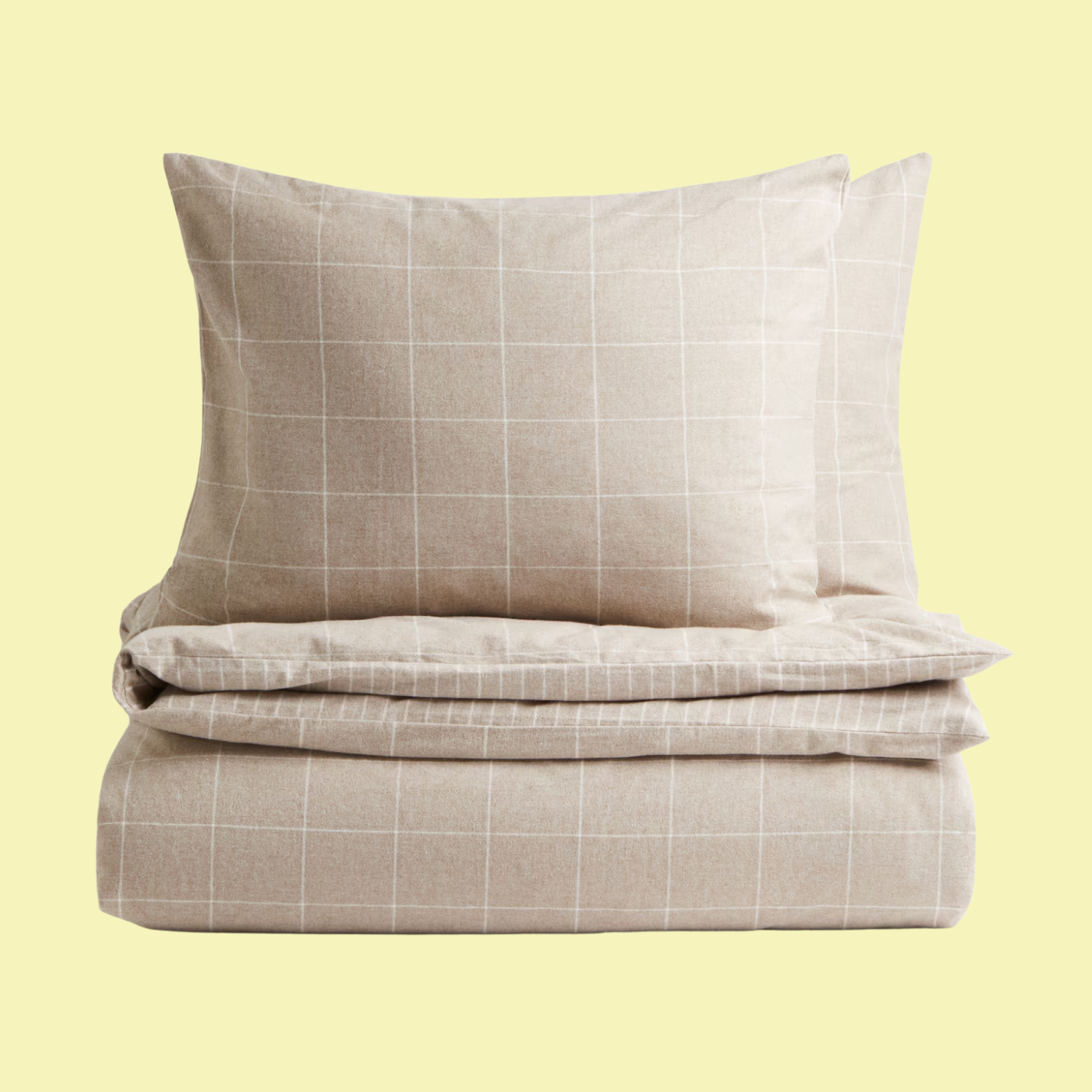 A beige flannel duvet set