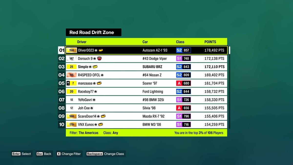 Forza Horizon 6 screenshot of leaderboards
