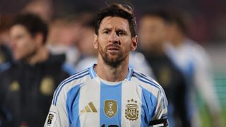 Lionel Messi leaves the field after the 2026 FIFA World Cup South American qualifiers football match between Chile and Argentina