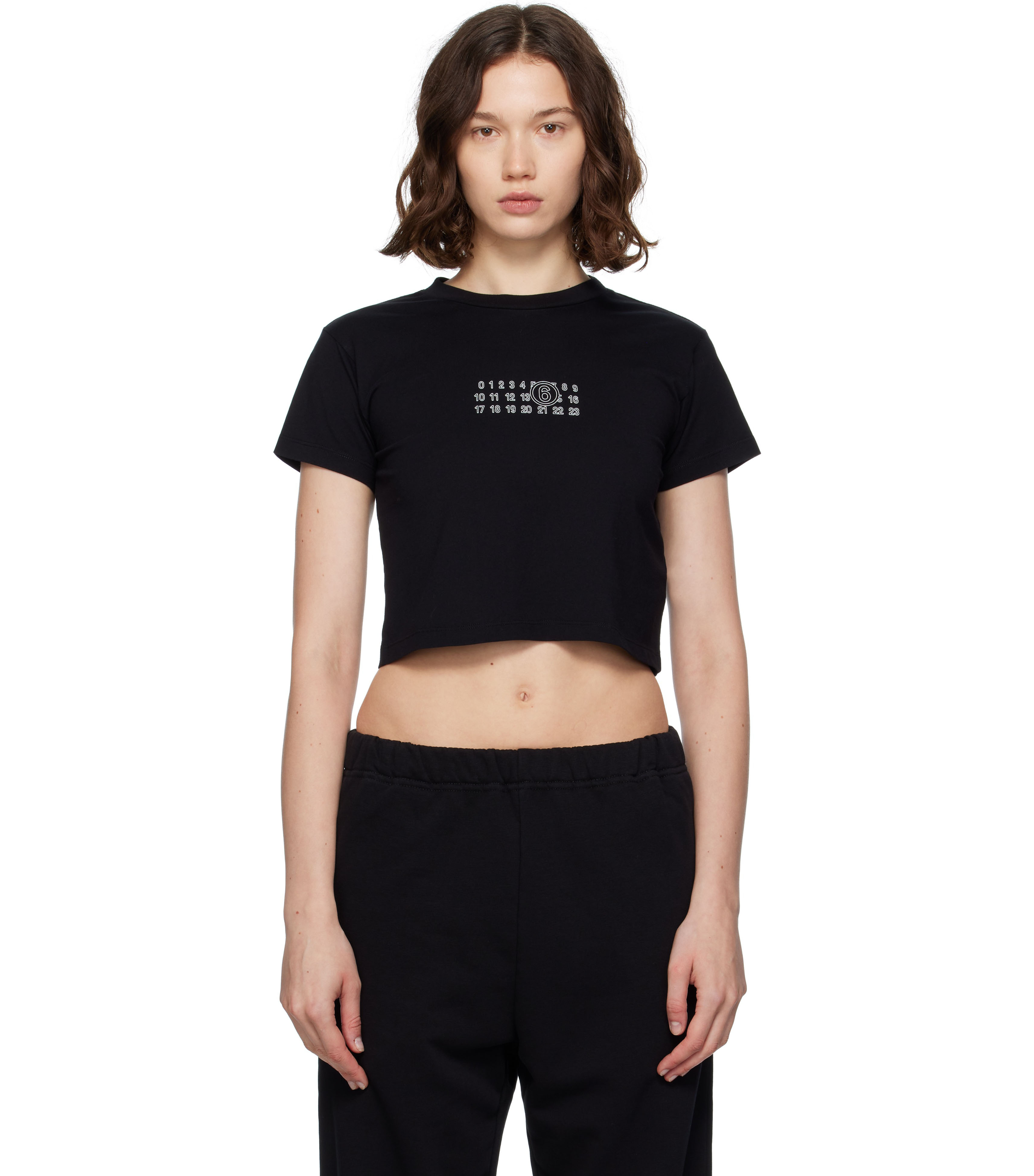 MM6 Maison Margiela, Black Cropped T-Shirt