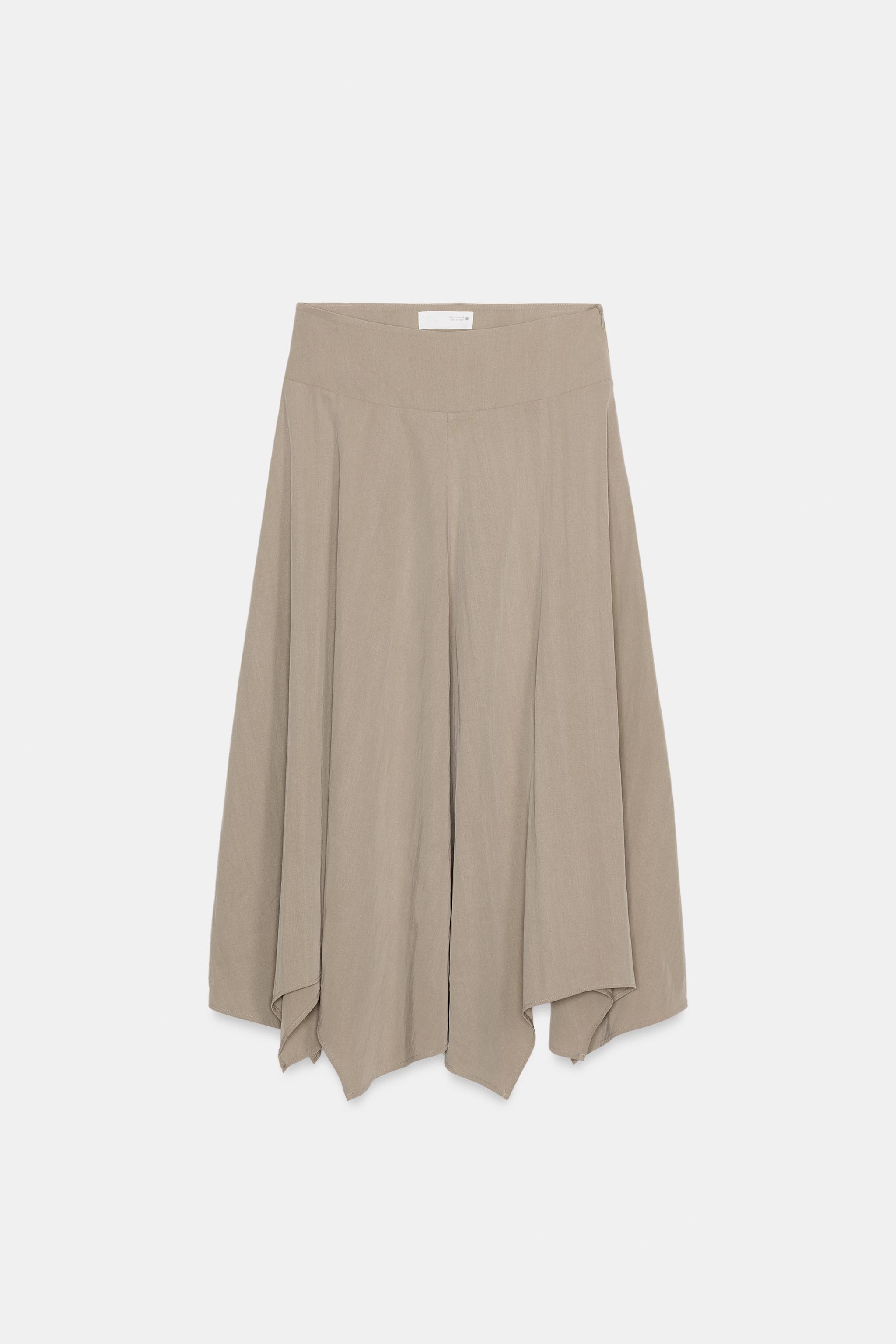 Asymmetric Hem Midi Skirt