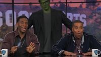 Kenan and Kel getting surprised by Frankenstein while recording the Good Sports podcast
