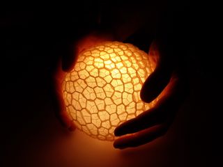 Glowing lamp made of preserved sheep stomachs