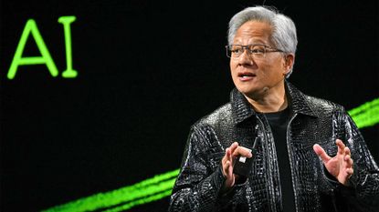 Nvidia CEO Jensen Huang pictured during a keynote presentation at the 2025 Consumer Electronics Show (CES) in Las Vegas.