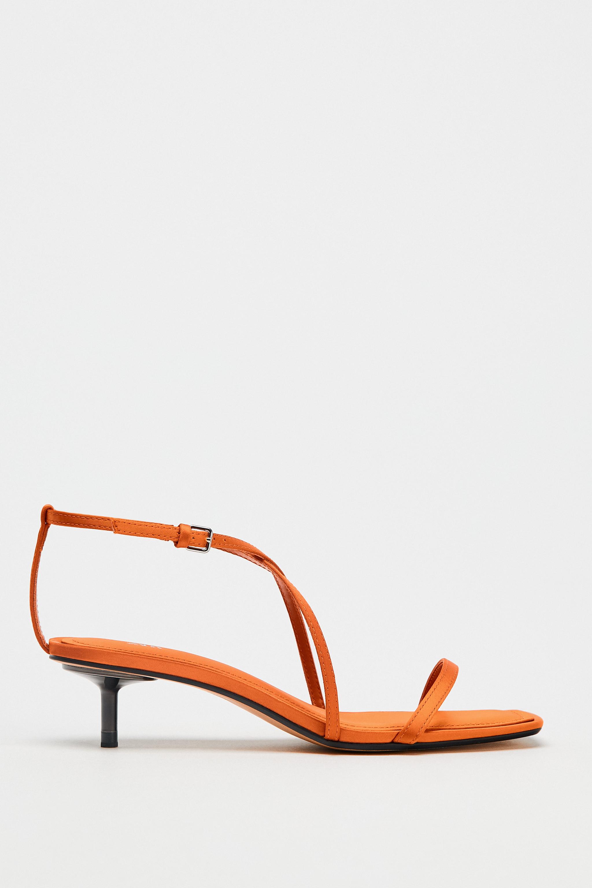 Satin-Effect Crossed Strap Sandals