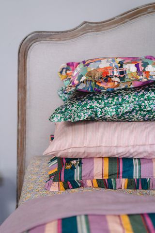 Coco & Wolf's Frill Silk Pillowcase made with Liberty Fabric MITSI EMERALD.