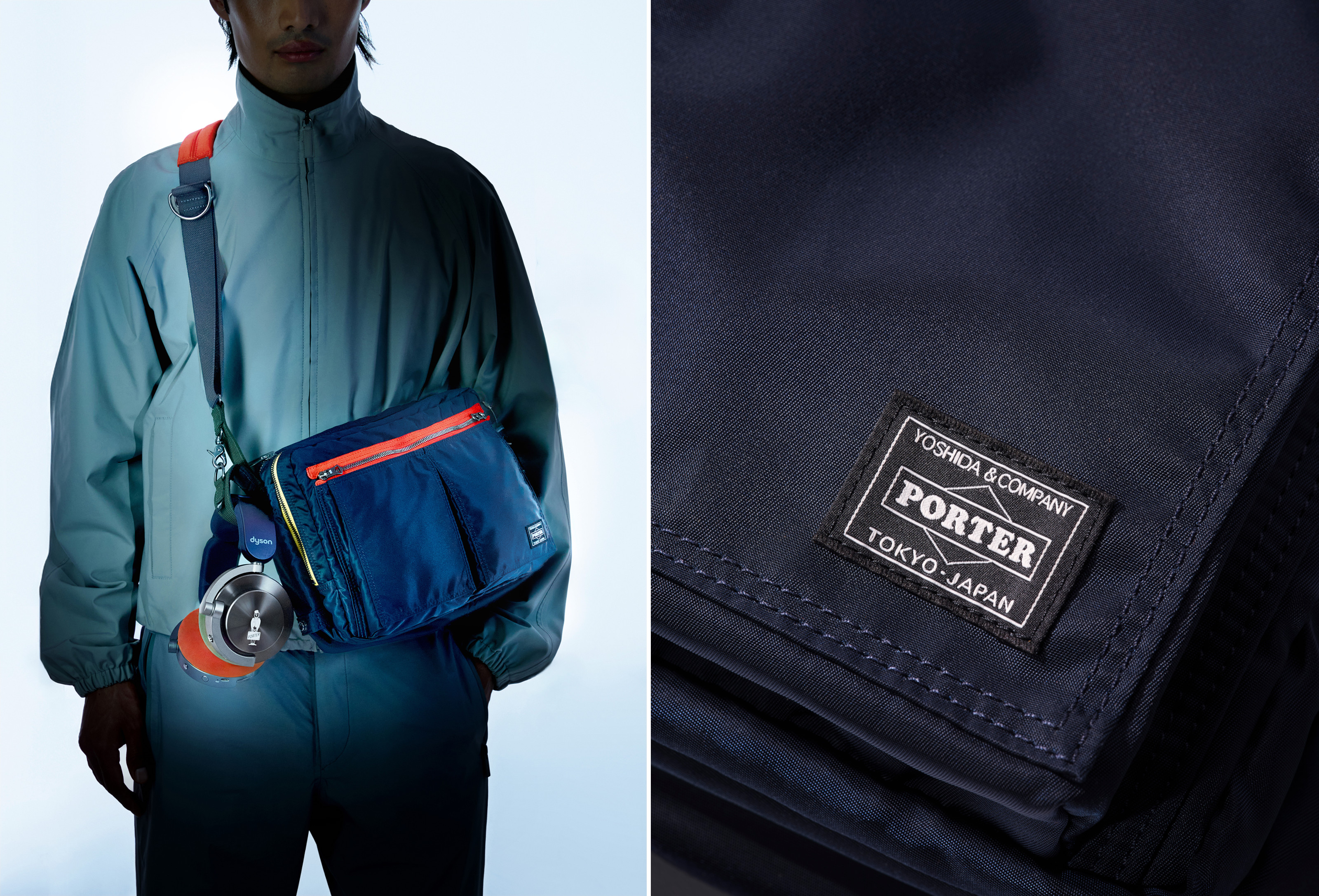 Dyson x Porter Limited Edition OnTrac wireless headphones and shoulder bag