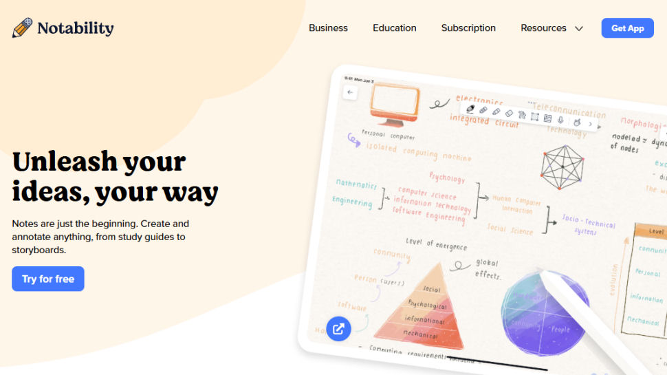 Notability website screenshot (June 2025)