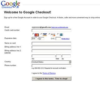 Entering a credit card in Google Checkout is as simple as your average account signup on any online store.