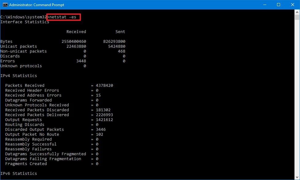 Netstat -es